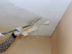 Home ceiling drywall demolition popcorn ceiling texture